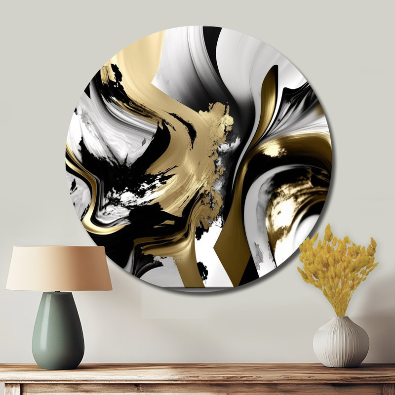Nealon - Art abstrait rond en métal, H 16 po x l 16 po