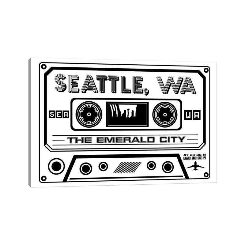 Seattle Cassette - Light Background by Benton Park Prints - Wrapped Canvas Gallery-Wrapped Canvas Giclée