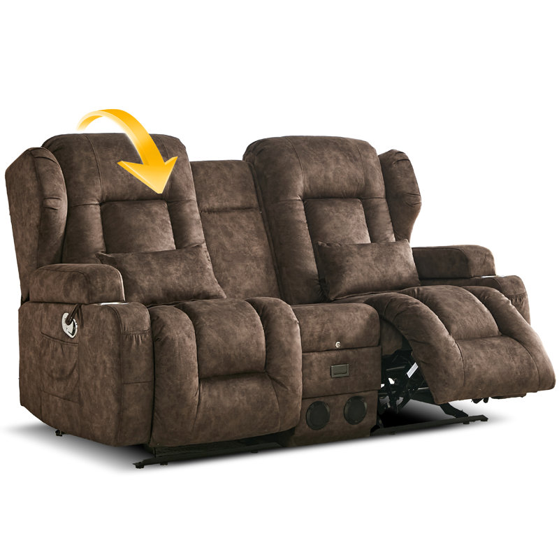 Loveseat Rocker Recliner Sofa, Dual Reclining Couches With Console, Manual Reclinable Double Seat 2 Person Recliner, Rv Movie Seating For Travel Trailers Living Room