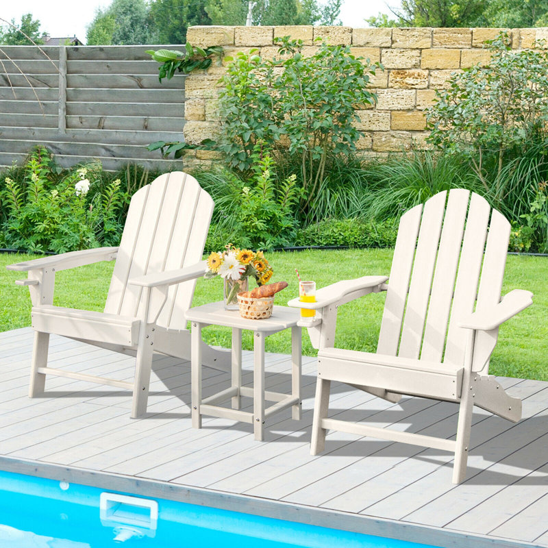 Chaise Adirondack pliante en plastique avec table Wauhillau