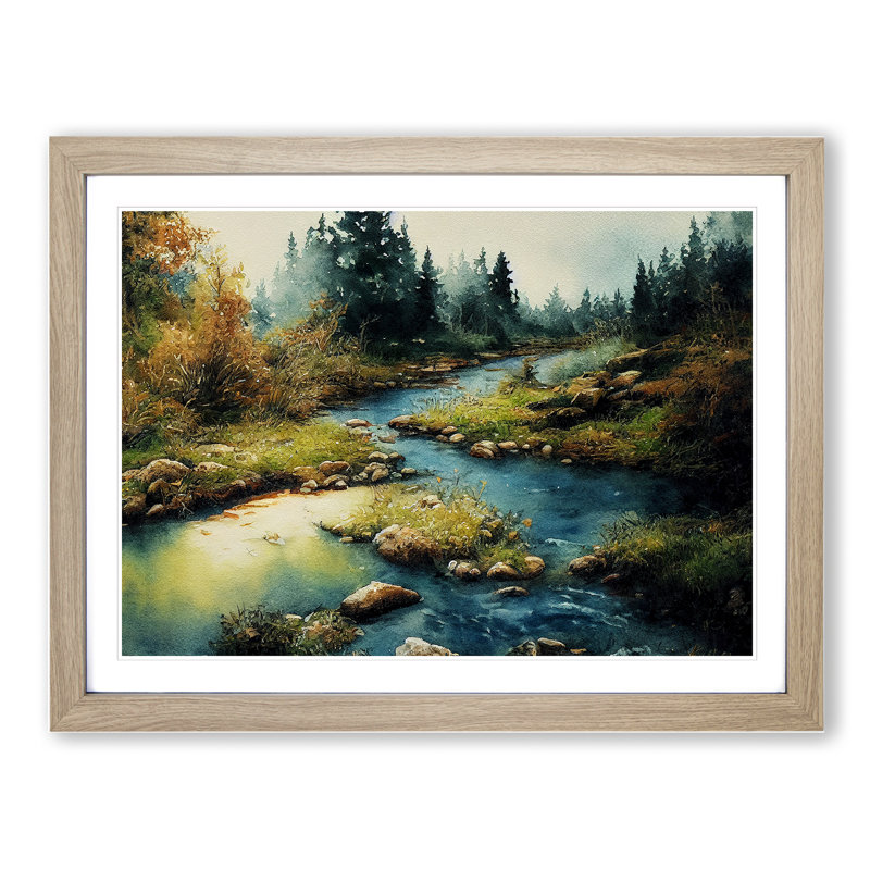 Forest Steam Vol.6 - Single Picture Frame Painting, 46cm H x 64cm W x 2cm D, Oak