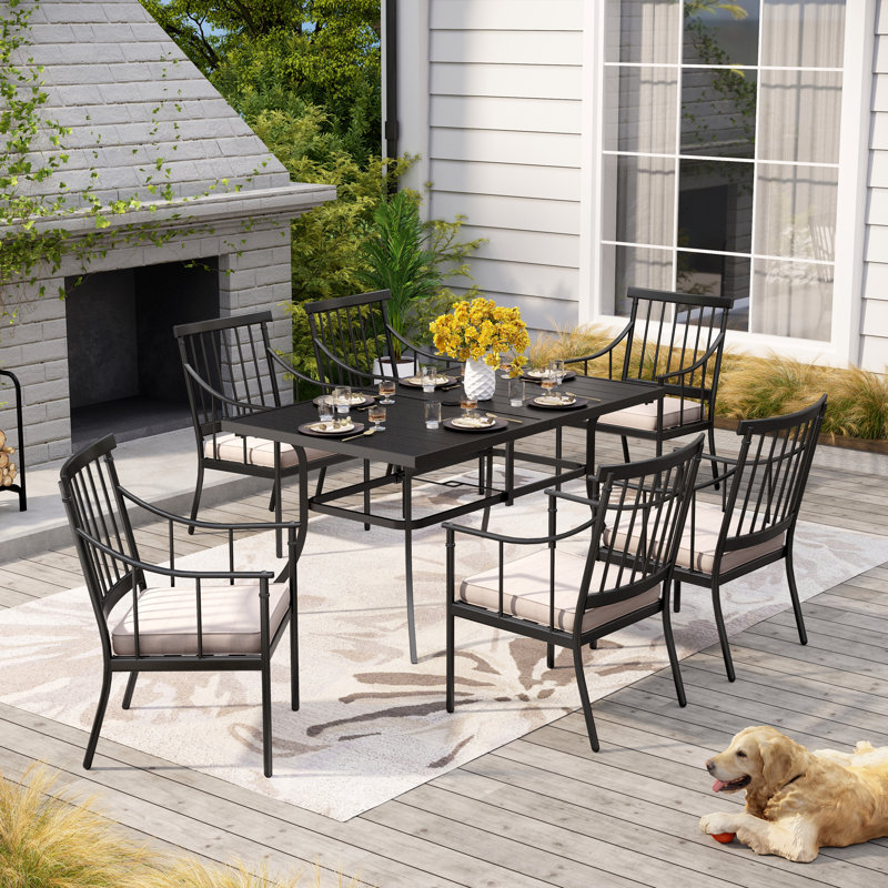 Aivo Rectangular 6 - Person 60'' Long Outdoor Patio Dining Set with Cushions