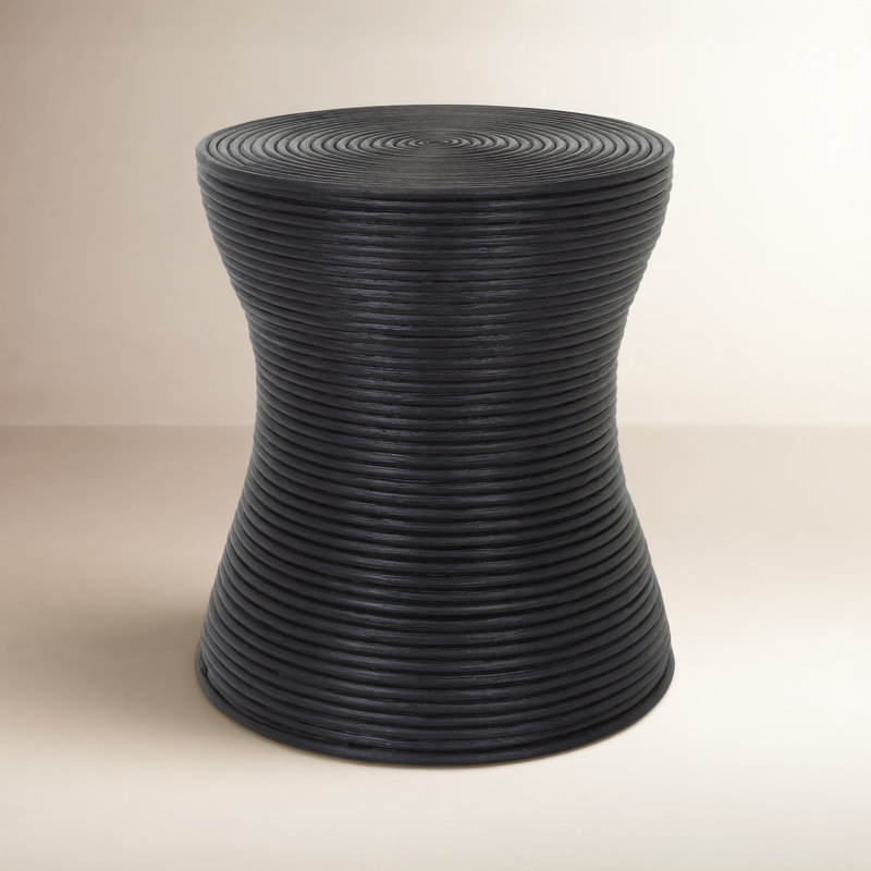 Table de bout en rotin Holcomb, Noir