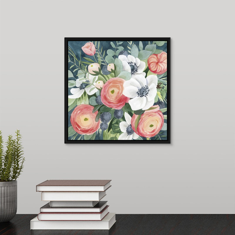 «Bewitching Bouquet I» par Grace Popp - reproduction d'art, Cadre flottant noir, H 11,7 po x l 11,7 po x P 1,75 po