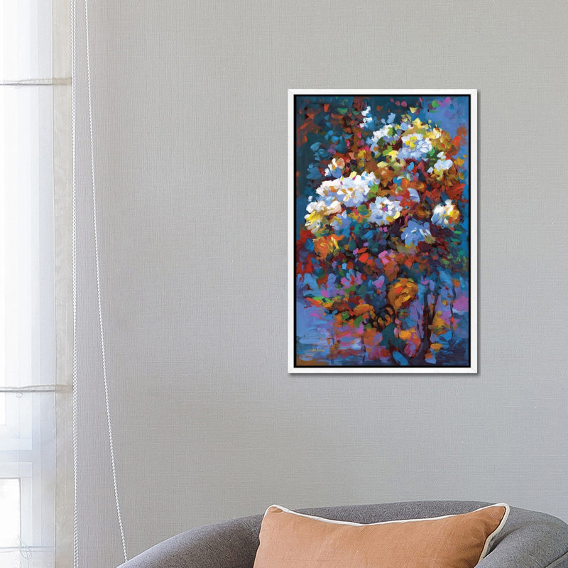 Geo Puzzle Boho Style by Milli Villa - Floater Frame Print on Canvas, White Framed