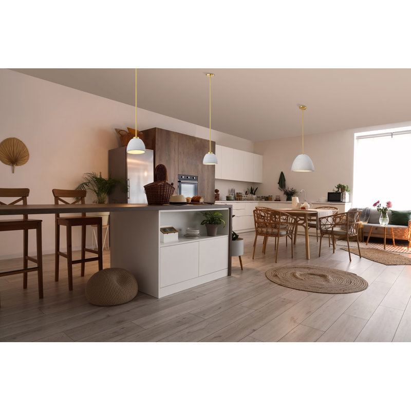 Vildan - Pendant with Ceramic, Brushed Brass, 47.13" H x 14" W x 14" D