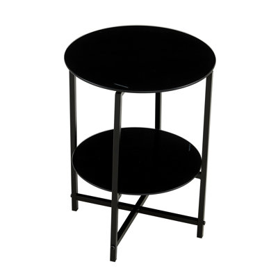 Torello Glass Cross Legs End Table with Storage -  Hokku Designs, F24562D609C34982AEA22E9B1E9A0B02
