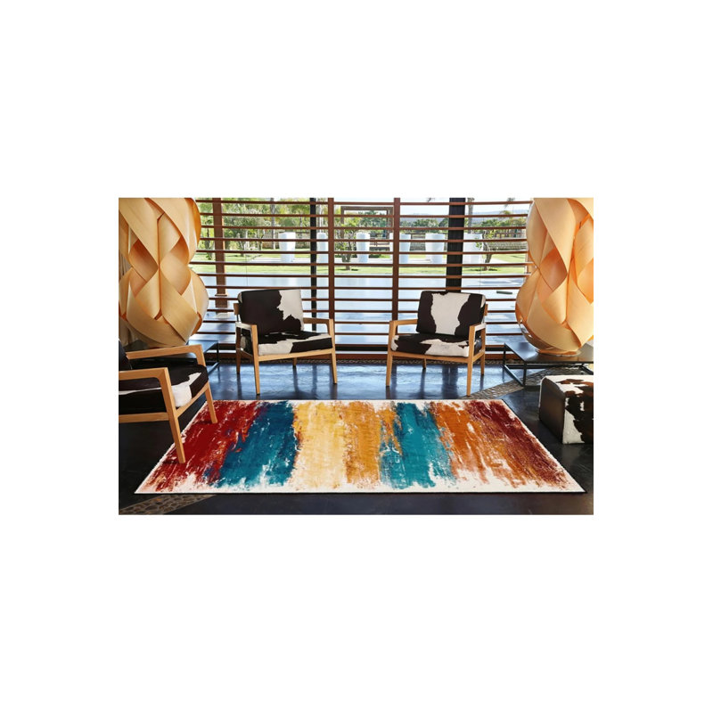 Brush Painted Traditional Patterned Woven Base And Washable Case, Rectangle 2'4" x 4'