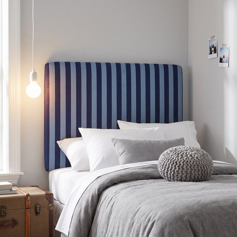 Tête de lit Cortez, Toile rayée bleu ton sur ton