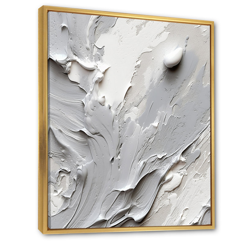 «Gray and Cream Harmony In Chaos I», reproduction d'art sur toile, H 32 po x l 24 po x P 1 po, Cadre flottant doré