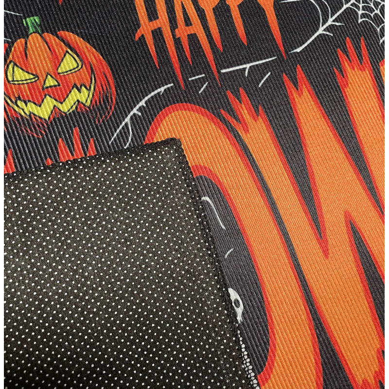 31 po x 19 po - Tapis d'entrée noir orange antidérapant lavable à poils courts Halloween