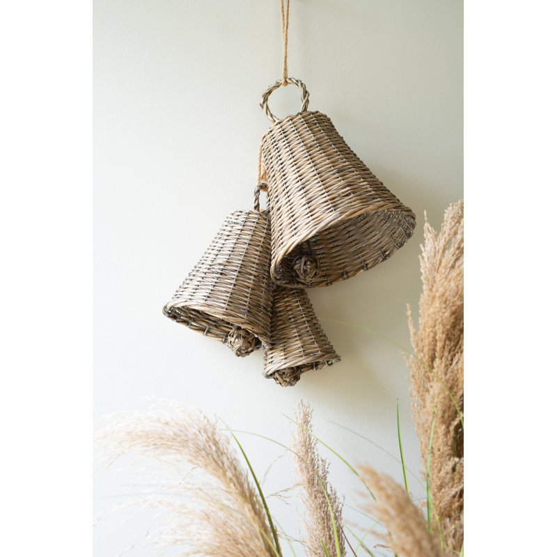 SET OF THREE WOVEN WILLOW CHRISTMAS BELLS