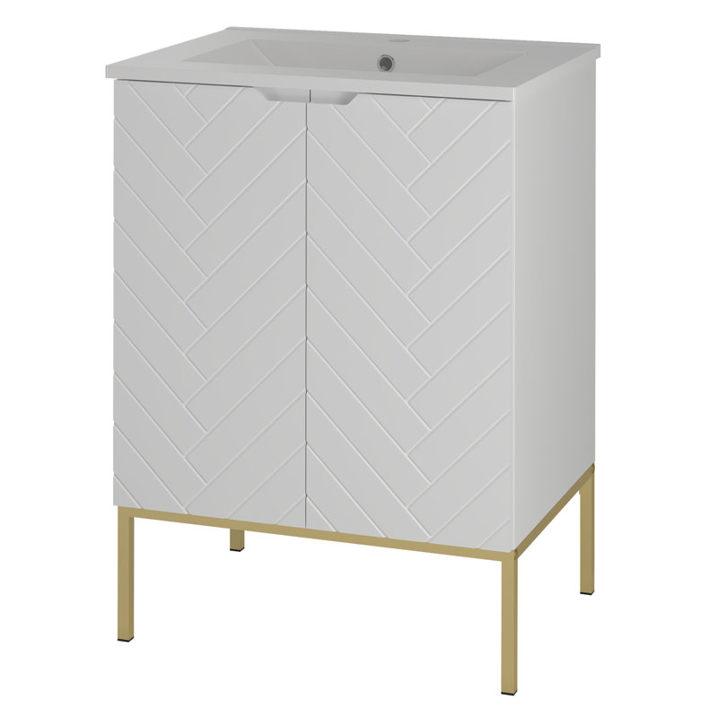 Anyssia Frame Mounted Bathroom Storage, White/Natural