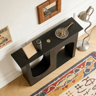 Narrow Sofa Table Behind Couch with Arched Design by Latitude Run