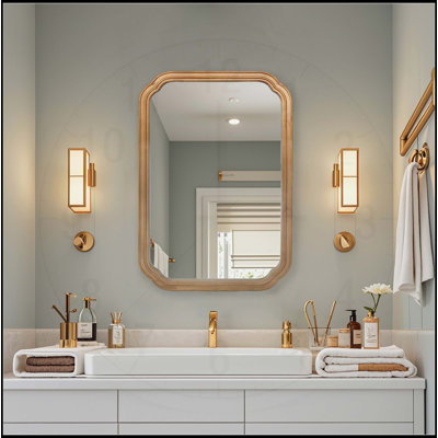 29.72*19.69 Inches Functional Mirror with Cabinet, Wood Framed Bathroom Wall Cabinet with Adjustable Shelves and Storage