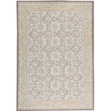 Hand-Knotted High-Quality Ivory and Gold Area Rug