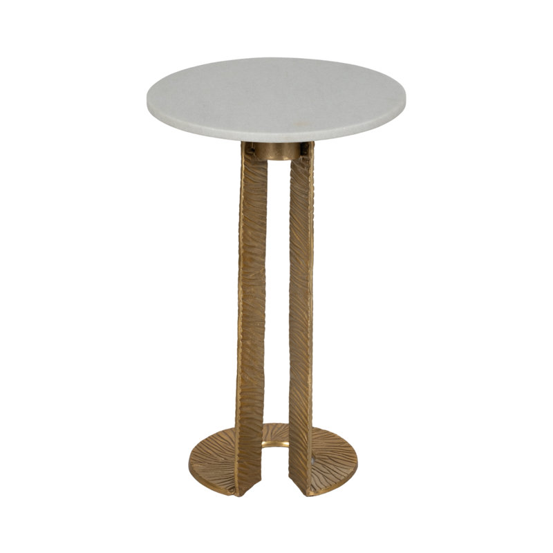Sagebrook Home 23" Aluminum And Marble Grooved Base Accent Table, White - Transform Your Space Today