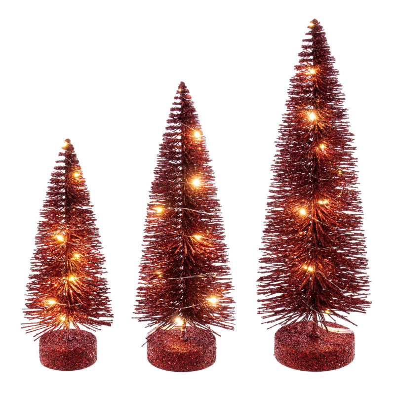  Ensemble d'arbre brosses de 8 à 10 po à motif de bouteilles bordeaux., Blanc chaud, Bourgogne, H 1 pi
