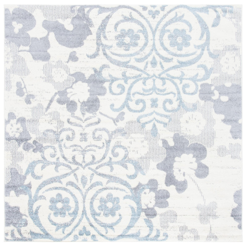 Samsel Performance Floral Rug, Square 6'7"
