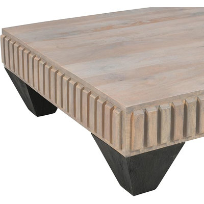  Tokyo Inspired Square Mango Wood Coffee Table Transitional Gray