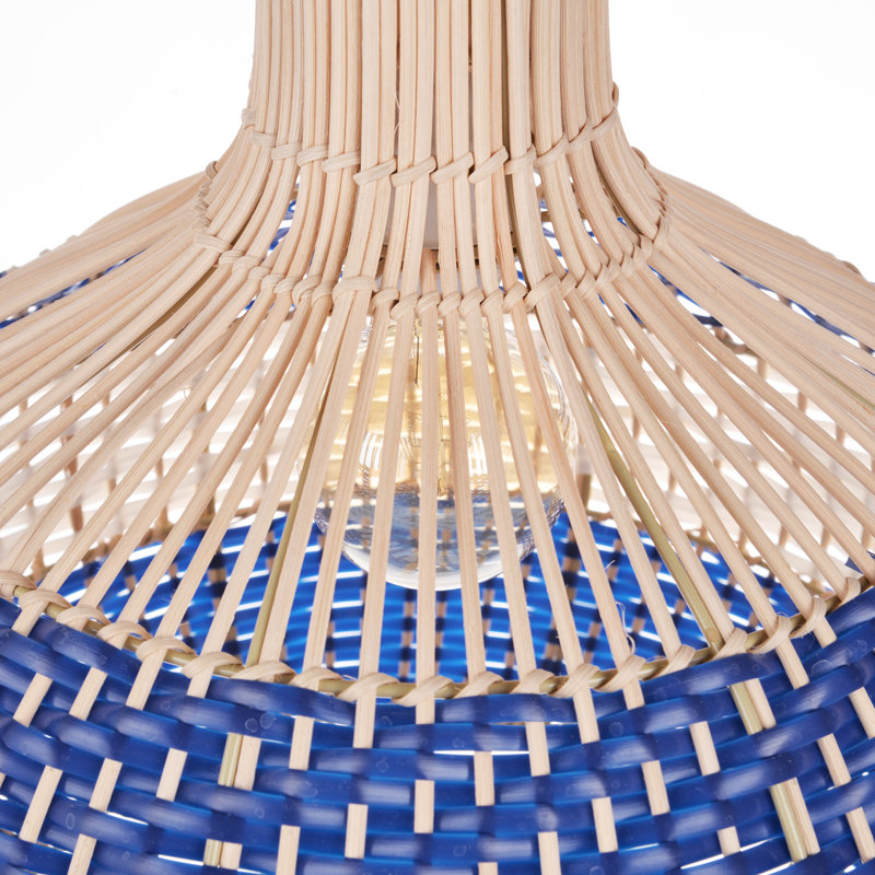 Luminaire suspendu en rotin bleu Boho pour cuisine Dinin, H 78 po x l 11,81 po x P 11,81 po