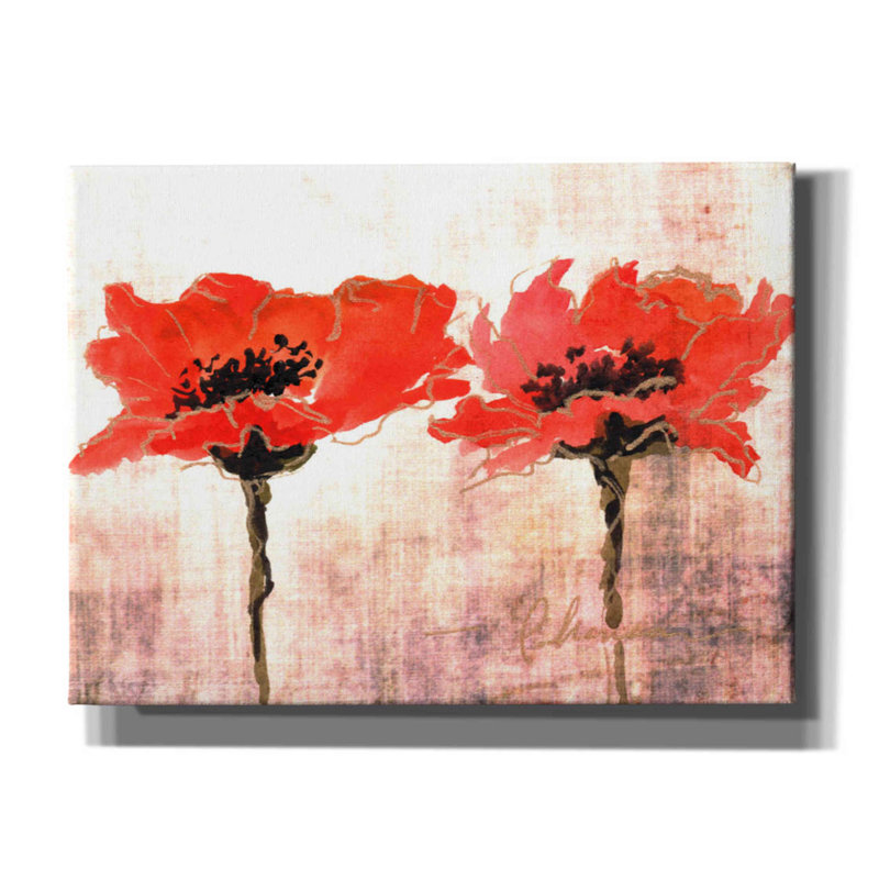 «Vivid Red Poppies V» par Leticia Herrera, art mural sur toile, H 40 po x l 54 po x P 1,5 po
