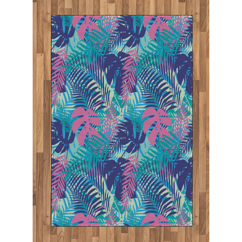 Tapis décoratif à fibres longues haute densité en polyester et coton Leaf, Rectangle— 4 pi x 5 pi 8 po