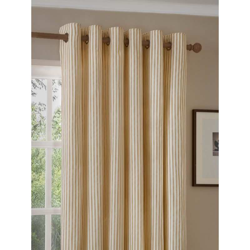 Hebden Cotton Blend Room Darkening Curtain Panel Pair, 168cm Width x 137cm Drop, Yellow