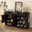 Buffet Farmhouse avec 3 tiroirs et 4 portes, buffet de rangement multifonctionnel avec tablette réglable et compartiments de rangement ouverts-590530969