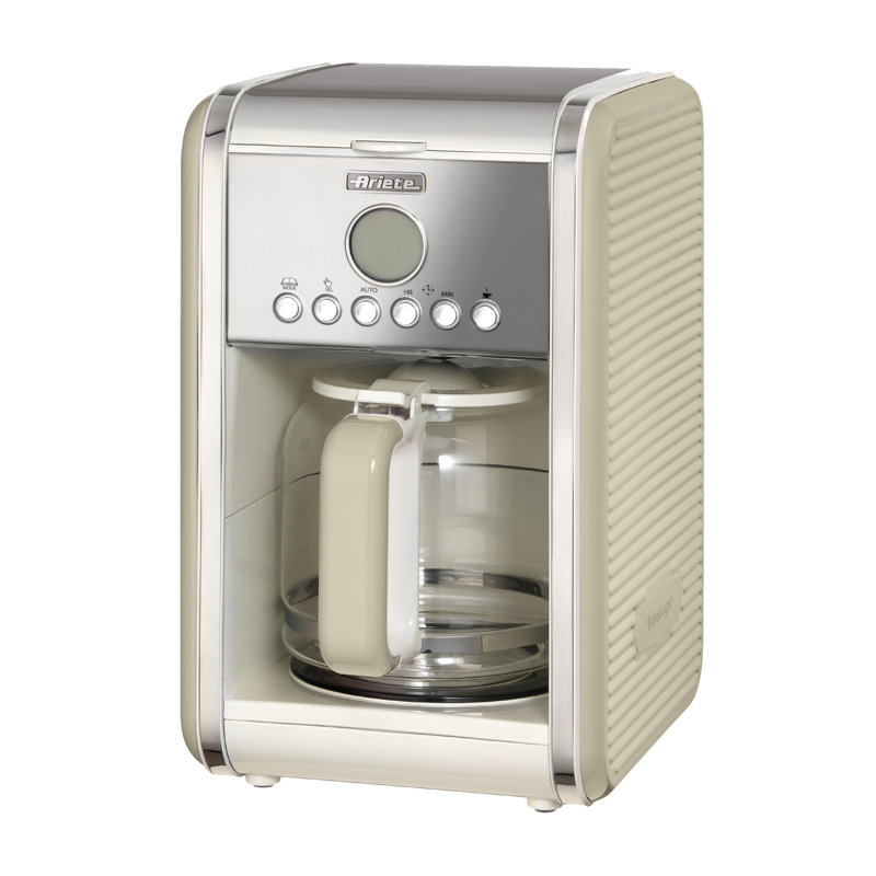Ariete Vintage 1.7L Stainless Steel Jug Kettle with 2 Slice Toaster and 12 Cup Coffee Machine Set, Cream