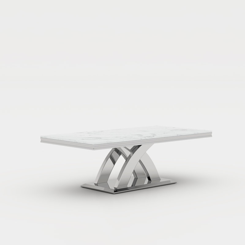 46.85'' Luxury Coffee Table With X-Shaped Legs, Silver