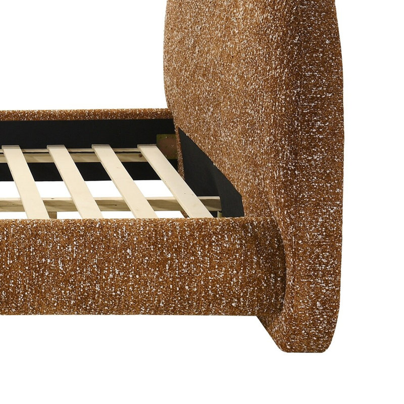 Mobilier de chambre à coucher pour lit double en terre cuite brun rembourré pour grand lit