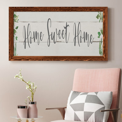 Home Sweet Home Greenery - Reproduction d'art textuel sur toile encadrée