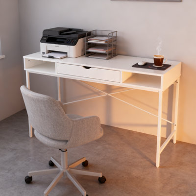 Desk with Built-in Outlets - Modern Office Desk with USB Charging Ports