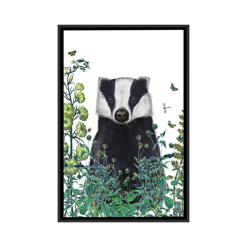 « badger minstrel ii », impression sur toile tendue, H 26 po x l 18 po x P 1,5 po, Toile avec cadre noir, Pas de tapis