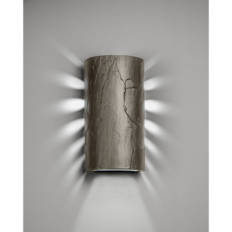 Ampoules murales d'extérieur encastrées en céramique Donnice, ampoule DEL incluse, Étain frotté, H 13 po x l 7 po x P 4,5 po