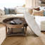 Grande table basse ronde avec repose-pieds imperméable surdimensionnée à 2 niveaux avec capitonnage à boutons et tablette en bois-292696612