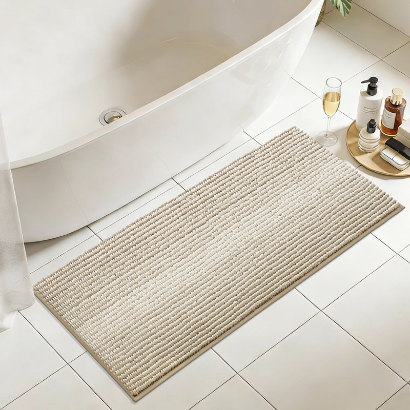 Tapis de salle de bain, tapis de bain en chenille absorbant très doux, envers en caoutchouc TP à séchage rapide, tapis de bain lavables à la machine pour plancher de salle de bain, baignoire et douche, accessoires de décoration intérieure