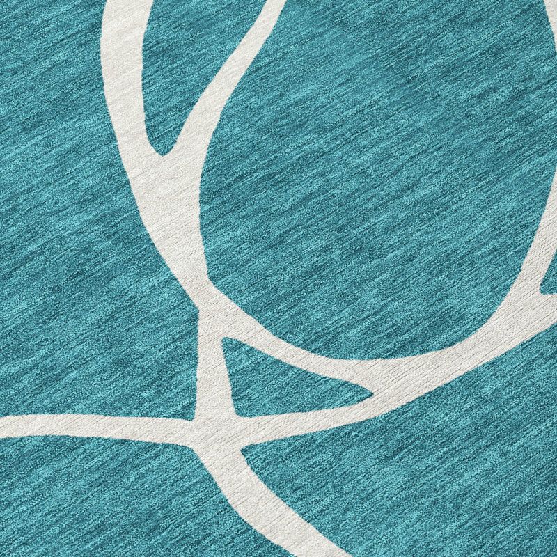 Mirelle Teal Washable Indoor-Outdoor Rug - , 8' x 8'