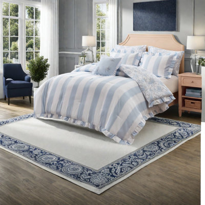 Striped and Toile Comforter Set