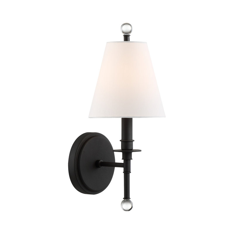 Lumley Stainless Steel Armed Sconce, Black Forged