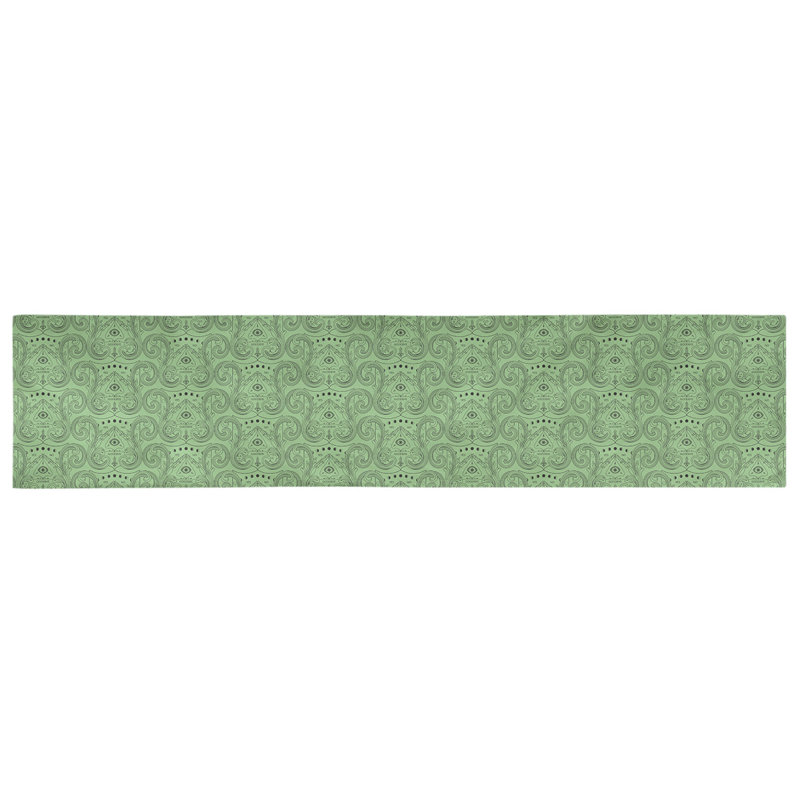 Chemin de table géométrique avicia, 90 po x 16 po, Vert jade, Coton