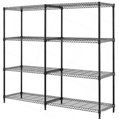 4 tablettes de rangement à 4 niveaux pour 1200 livres de poids, étagères en fil métallique Étagères de rangement en métal pour le garage de cuisine Garde-manger P 15,8 po x l 33,5 po x H 59,5 po