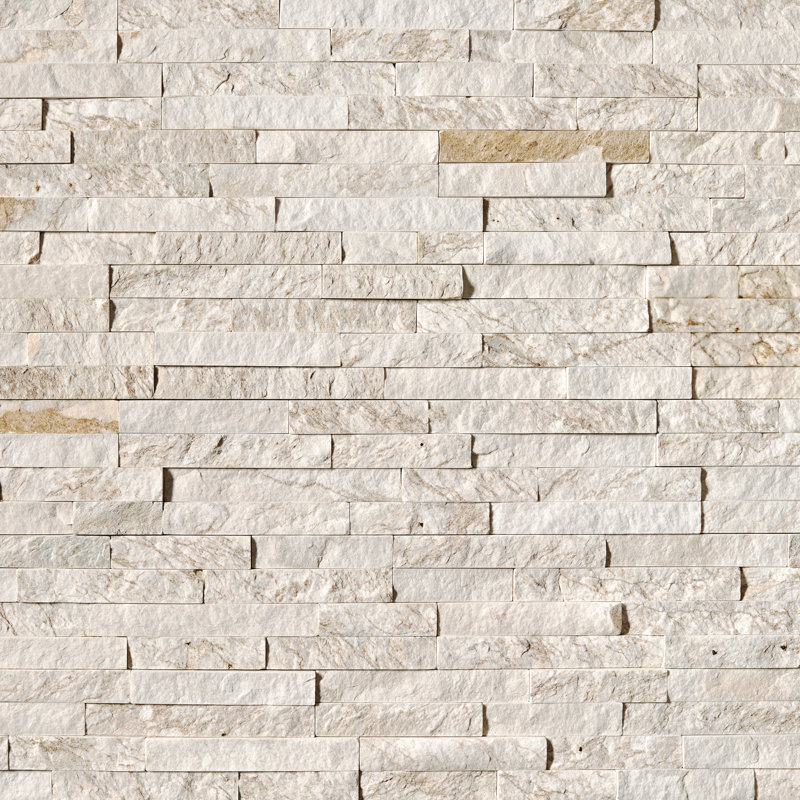 Carreau d'angle mural en pierre naturelle à face clivée Stonecrest Imperial White 6 po x 18 po, Blanc impérial