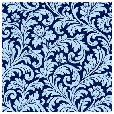 Blue Floral Damask Comforter