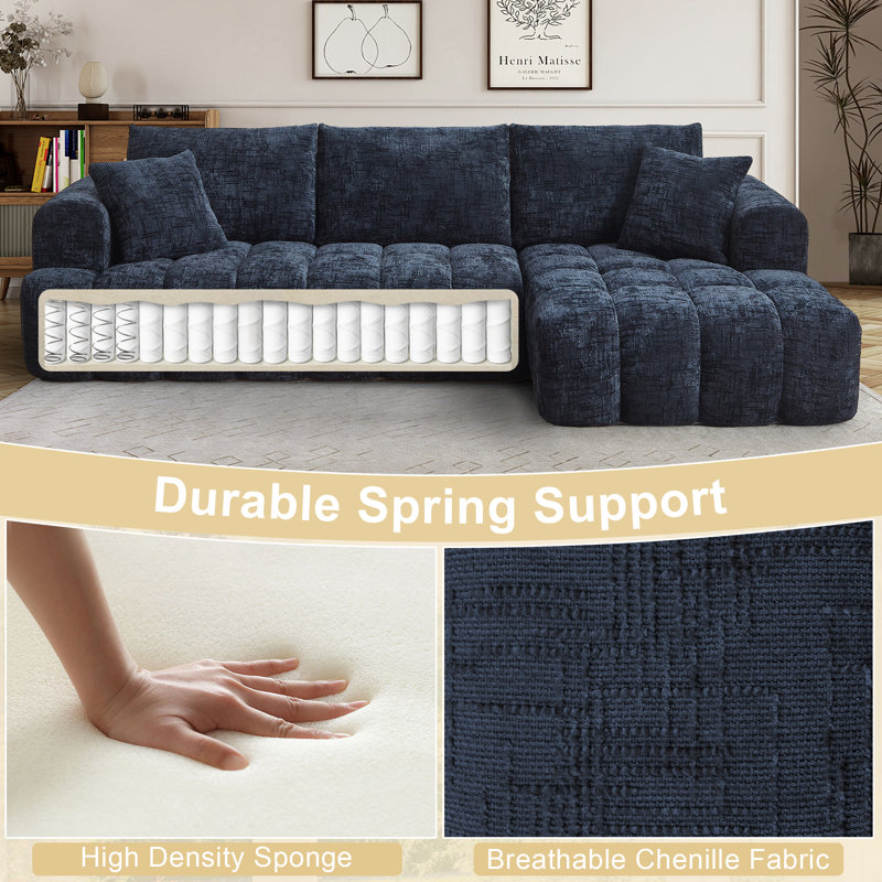 Canapé modulaire 108 po Chenille, Chenille bleu foncé, Face à la droite