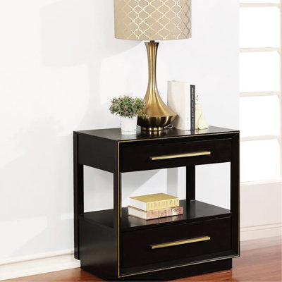 Contemporary Bedroom Nightstand With Smoked Peppercorn Color And Charging 2 In Peppercorn, Ideal For Storage Decoration