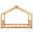 Platform Bed Compact Twin Size House Roof Design with Headboard and Footboard, Natural-Toned Pine