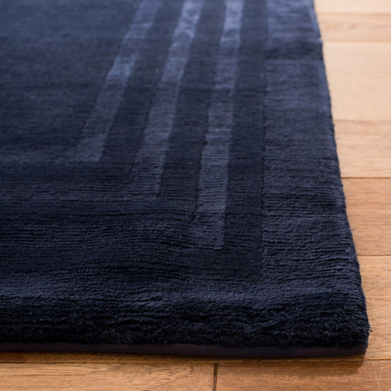 Ellington Border Hand Knotted, 70% Wool And 30% Viscose, Saphire Area Rug, Rectangle 10' x 14'