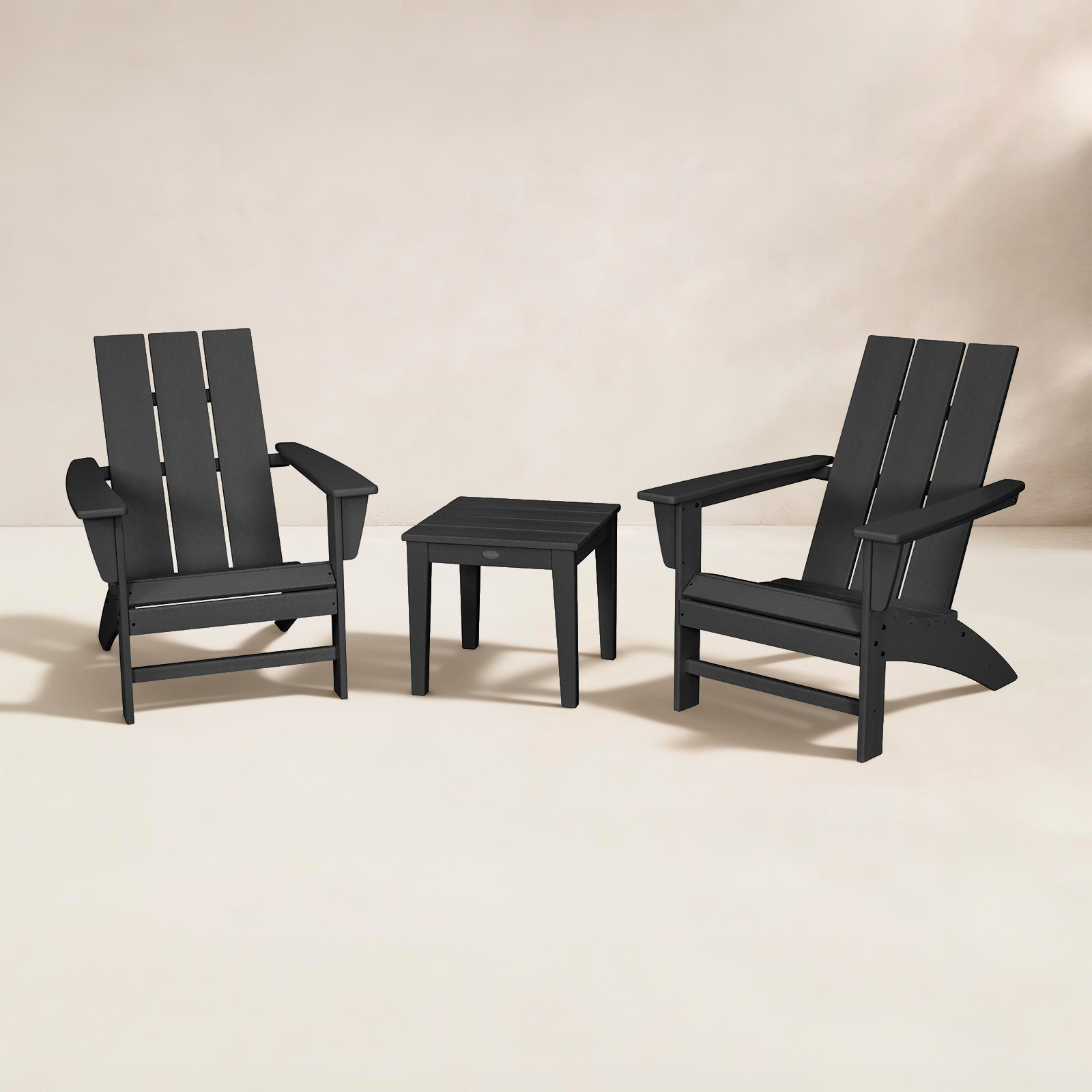POLYWOOD® Modern Adirondack 2-Person Patio Seating Group, Black